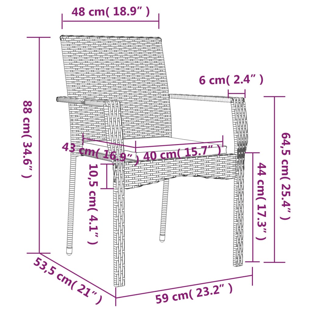 vidaXL 9 Piece Garden Dining Set with Cushions Black and Grey Poly Rattan