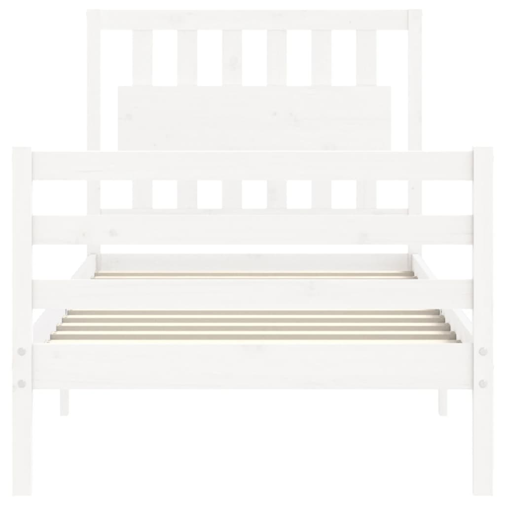 vidaXL Bed Frame without Mattress White Single Solid Wood