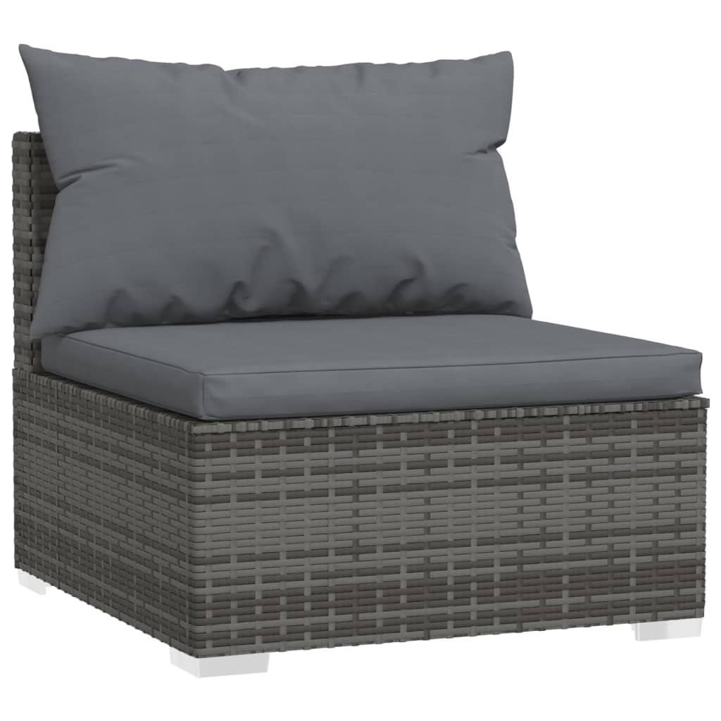 vidaXL 10 Piece Garden Lounge Set with Cushions Grey Poly Rattan