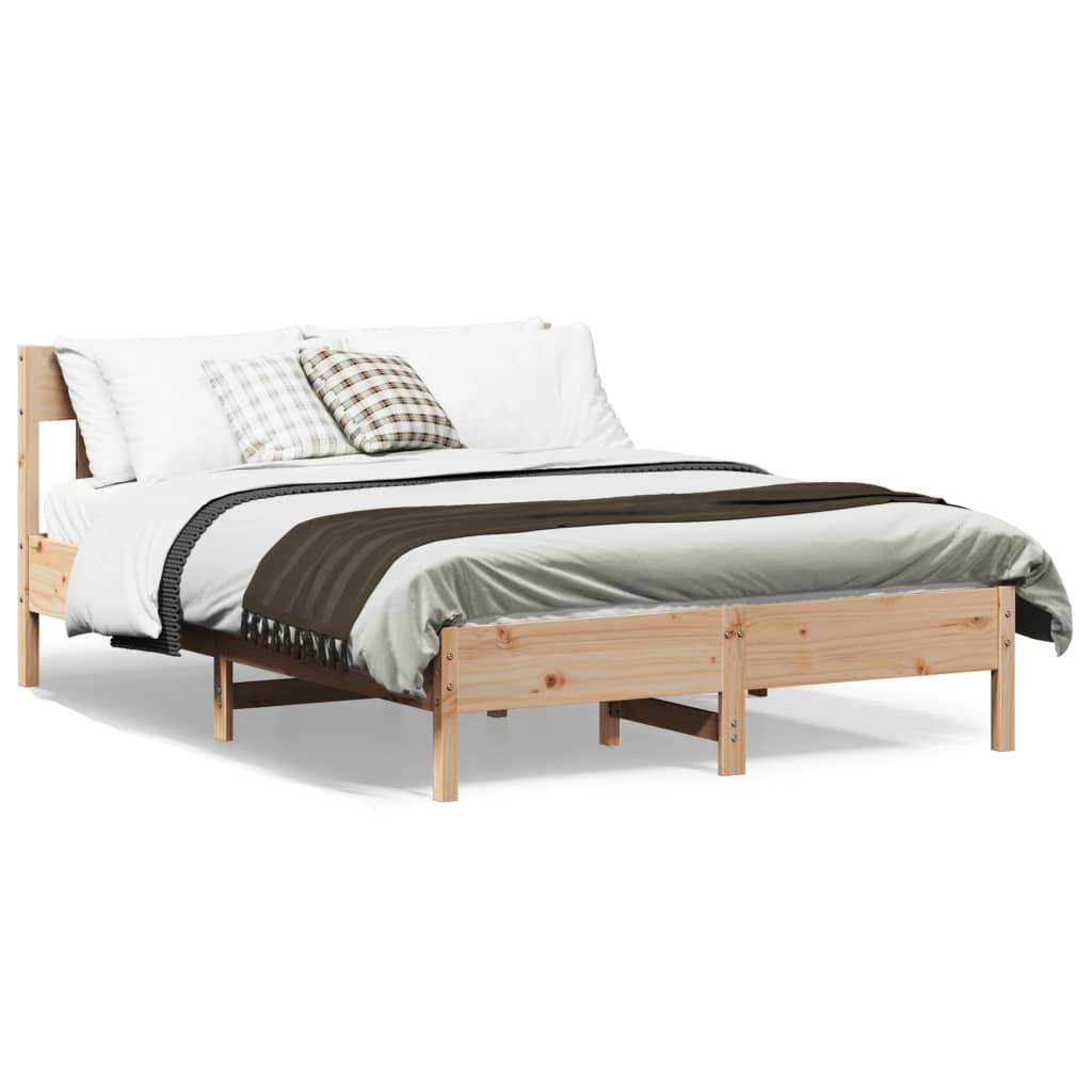 vidaXL Bed Frame without Mattress 150x200 cm King Size Solid Wood Pine