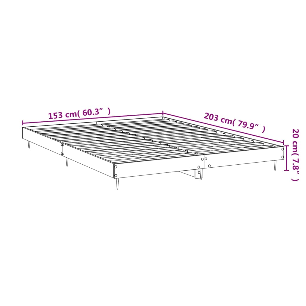 vidaXL Bed Frame without Mattress White 150x200 cm King Size Engineered Wood