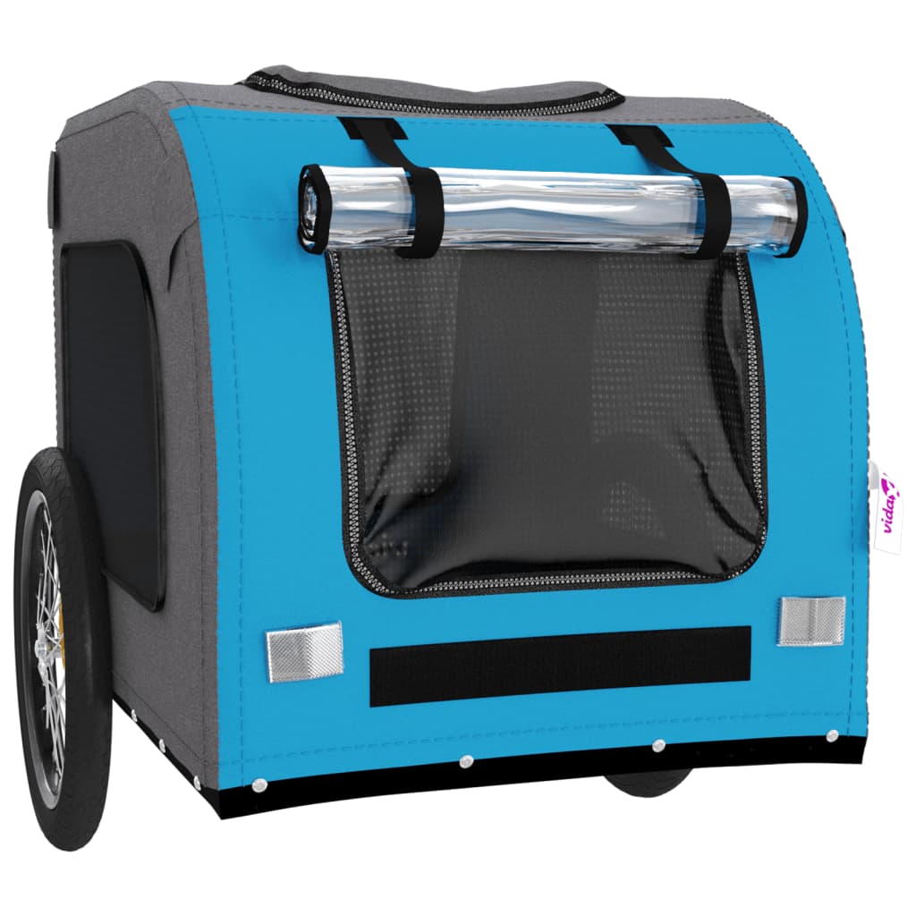 vidaXL Pet Bike Trailer Blue and Grey Oxford Fabric&Iron