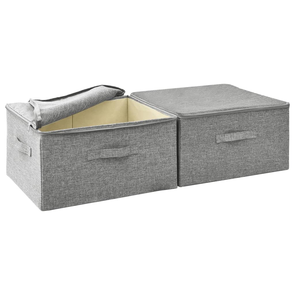 vidaXL Storage Boxes 2 pcs Fabric 43x34x23 cm Grey