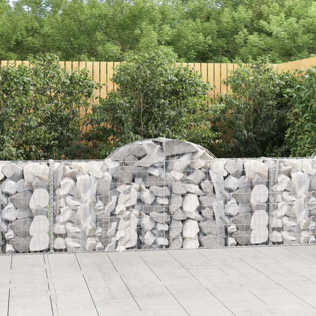 vidaXL Arched Gabion Baskets 9 pcs 200x30x80/100 cm Galvanised Iron