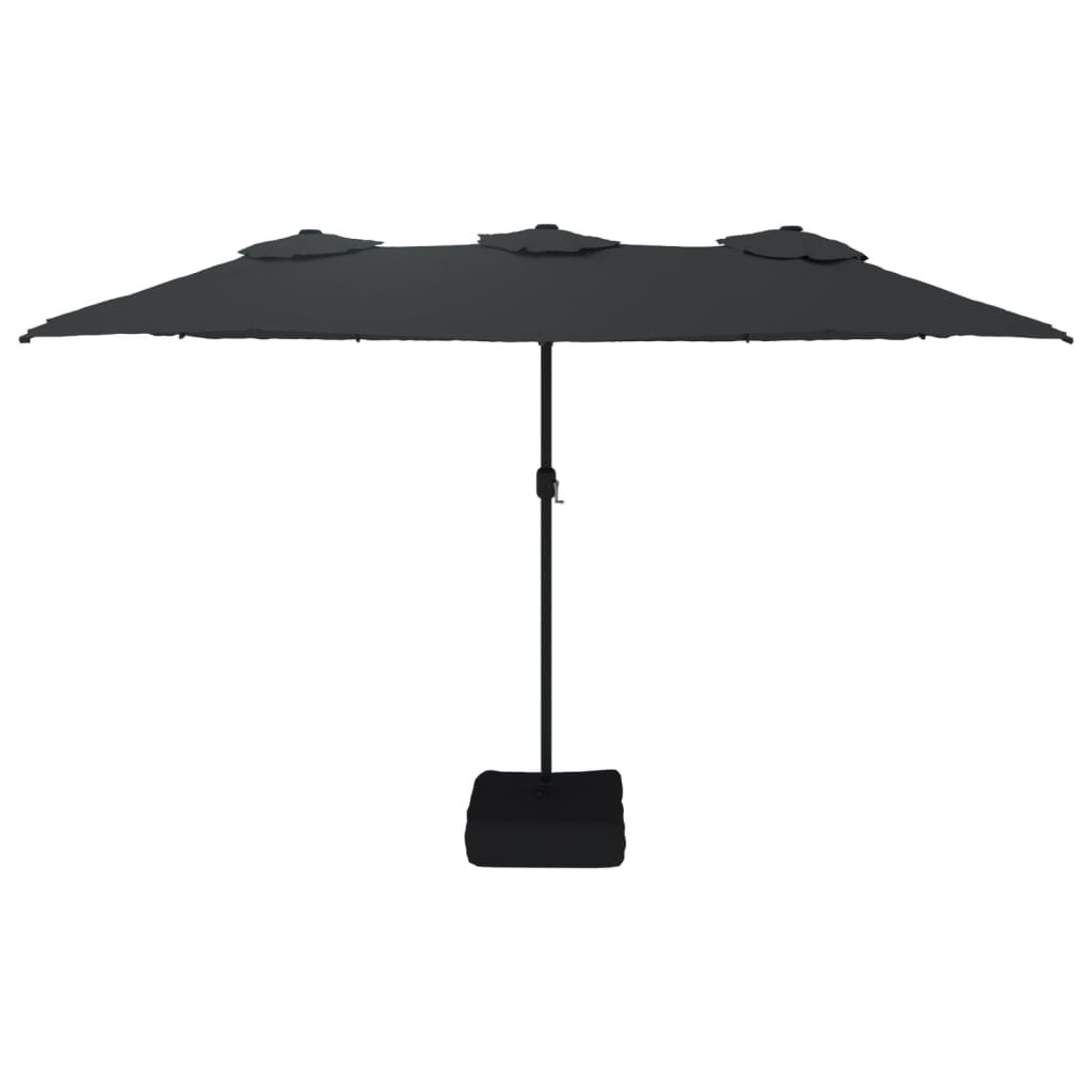 vidaXL Double-Head Garden Parasol with LEDs Black 449x245 cm