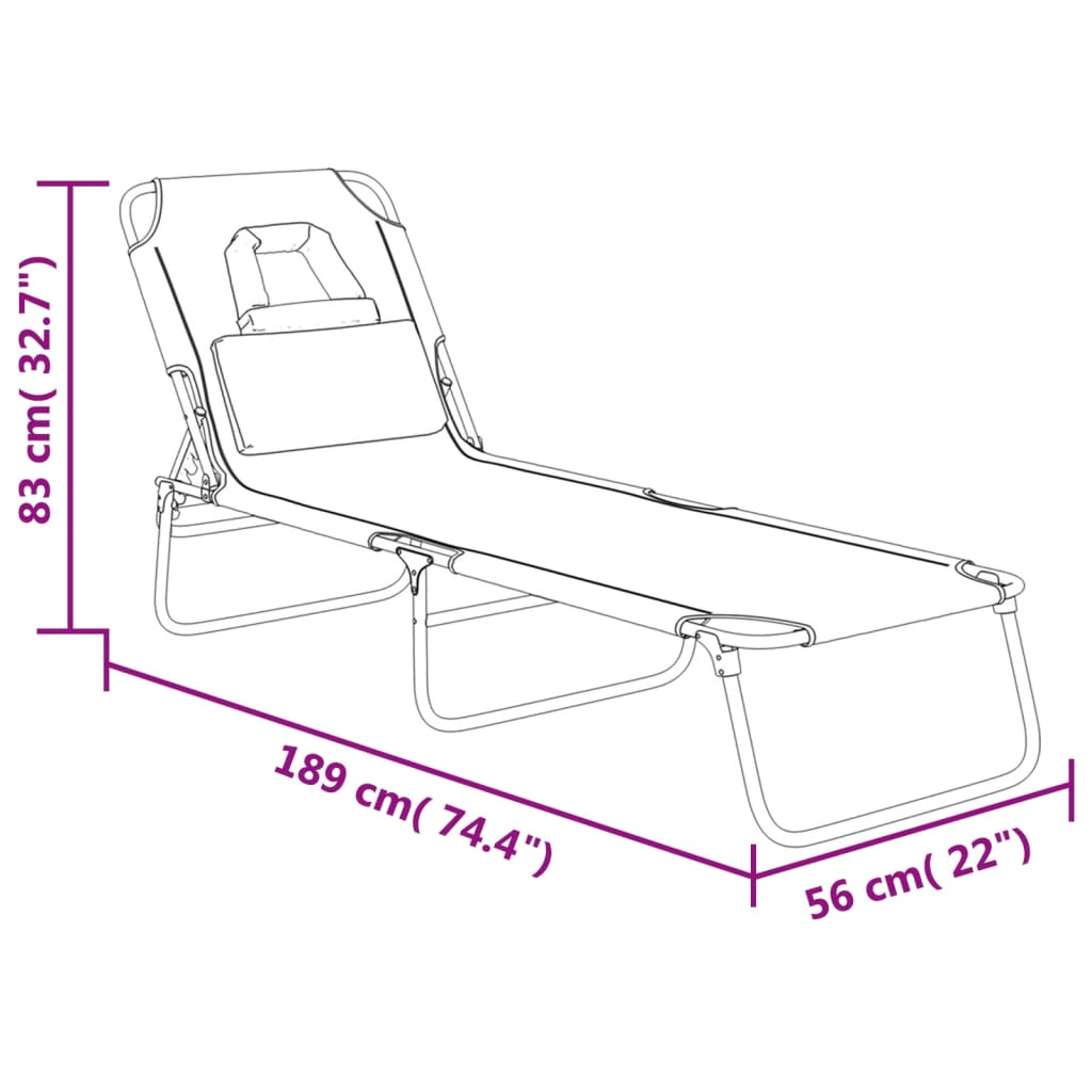 vidaXL Folding Sun Lounger Black Oxford Fabric&Powder-coated Steel