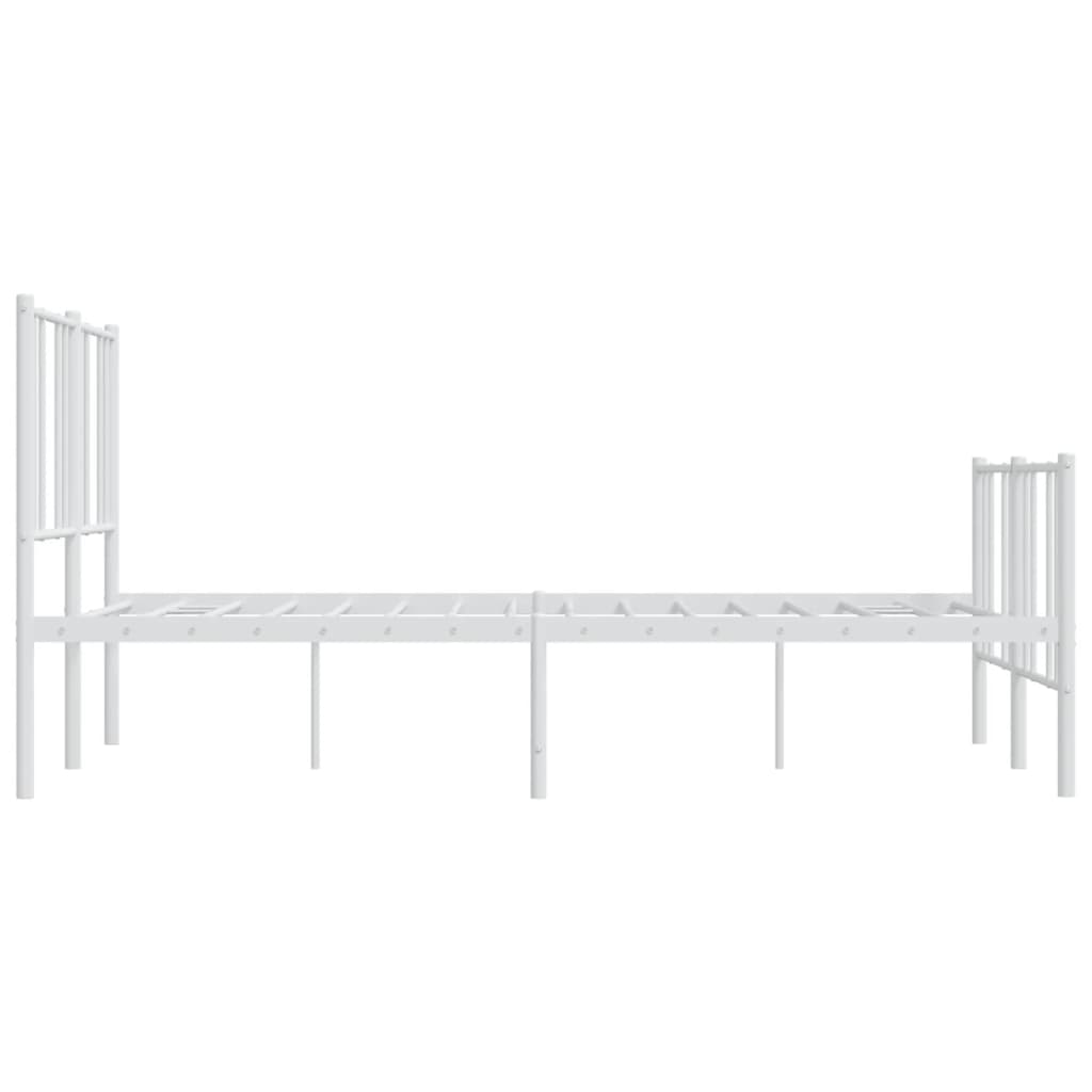 vidaXL Metal Bed Frame without Mattress with Footboard White 135x190 cm Double