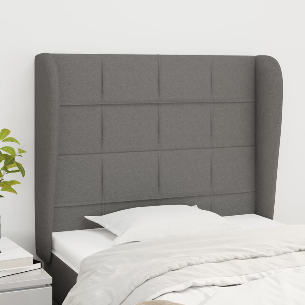 vidaXL Headboard with Ears Dark Grey 103 cm Fabric