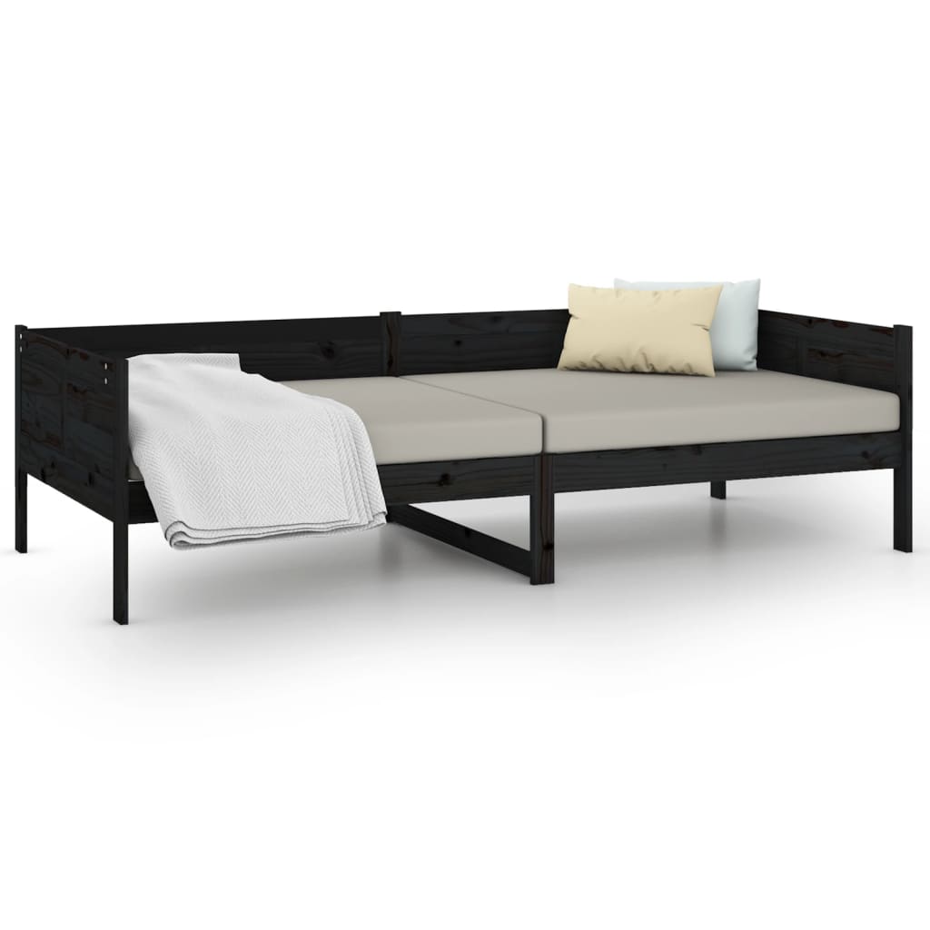 vidaXL Day Bed without Mattress Black Solid Wood Pine 90x190 cm Single