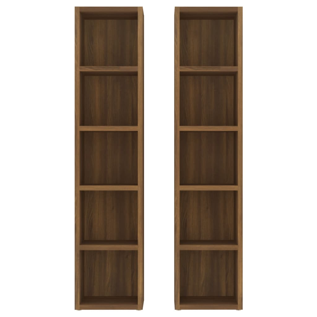 vidaXL CD Cabinets 2 pcs Brown Oak 21x16x93.5 cm Engineered Wood