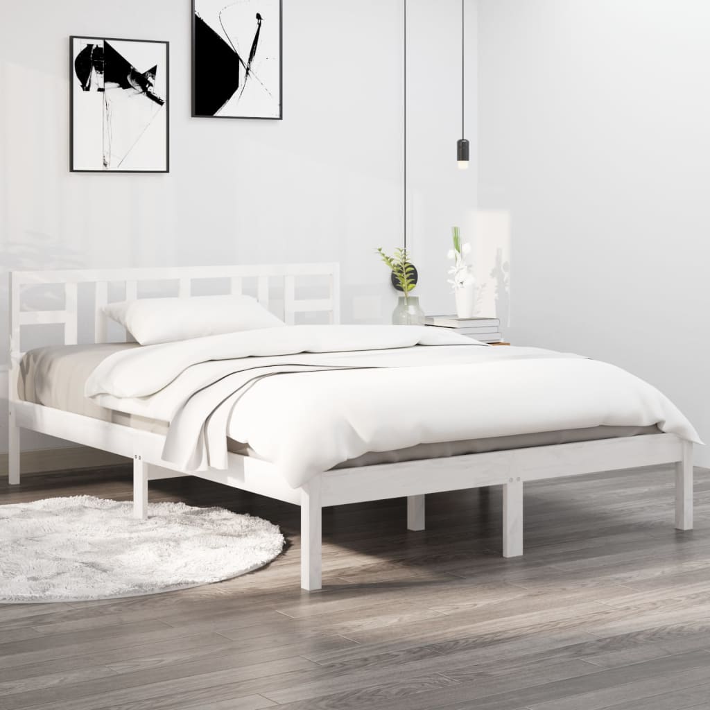 vidaXL Bed Frame without Mattress White 180x200 cm Super King Solid Wood