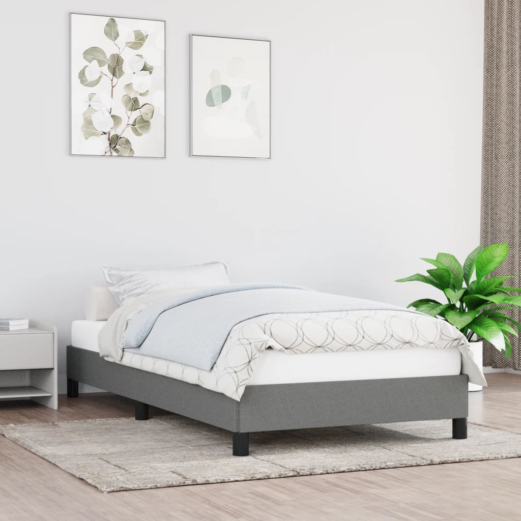 vidaXL Bed Frame without Mattress Dark Grey King Single Fabric