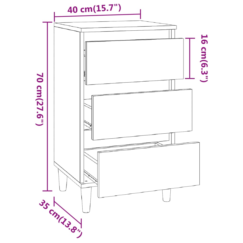 vidaXL Bedside Cabinet Brown Oak 40x35x70 cm Engineered Wood