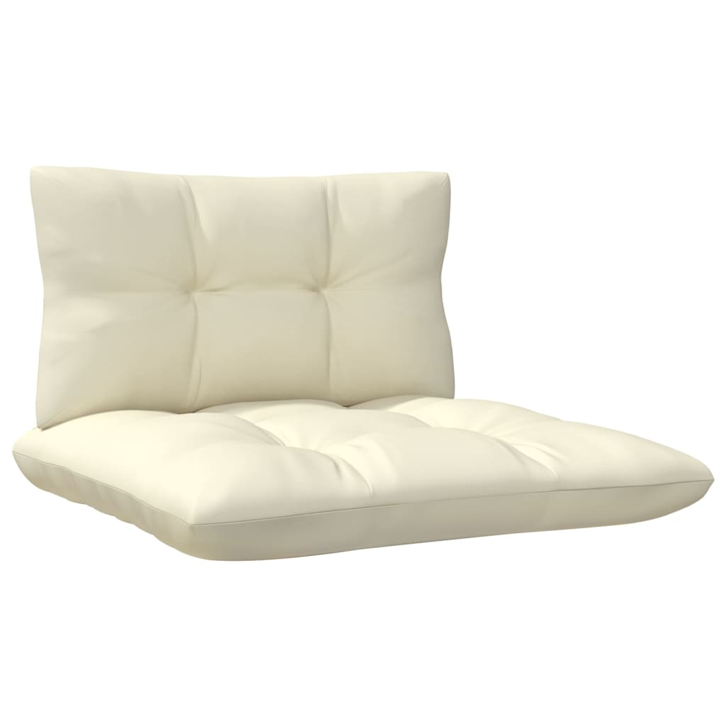 vidaXL 7 Piece Garden Lounge Set with Cream Cushions Pinewood