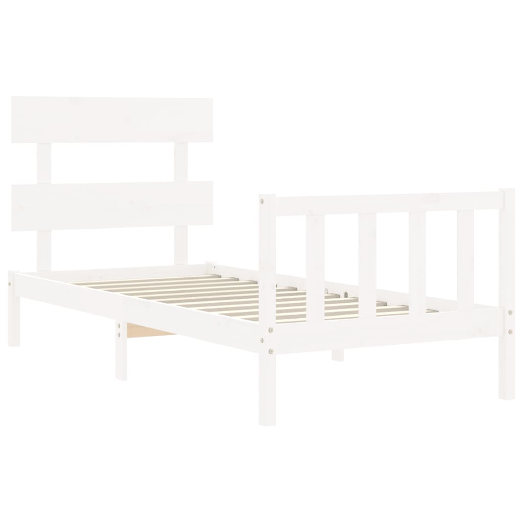 vidaXL Bed Frame without Mattress White Single Solid Wood Pine