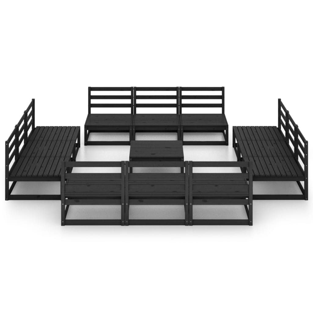 vidaXL 13 Piece Garden Lounge Set Black Solid Pinewood