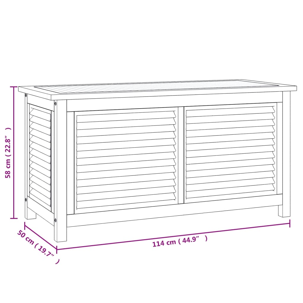 vidaXL Garden Storage Box with Bag 114x50x58 cm Solid Wood Teak