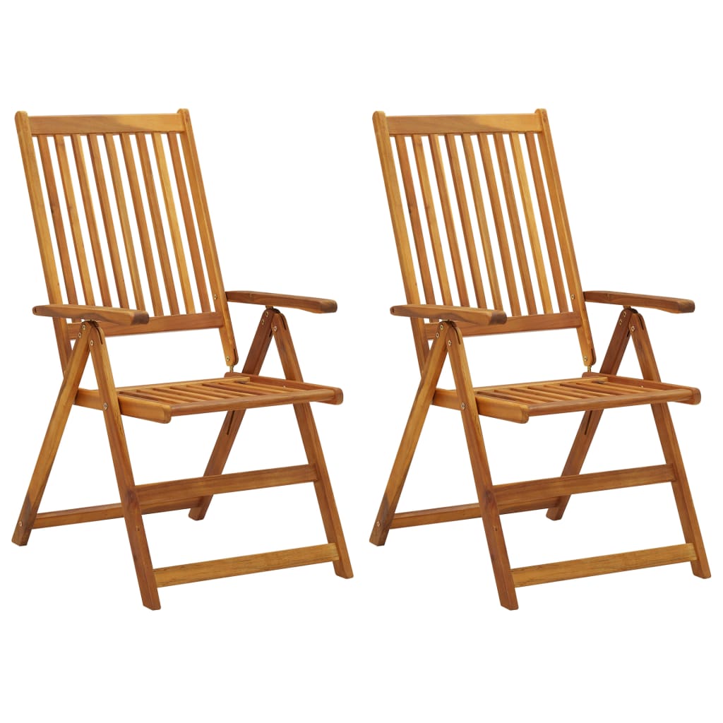 vidaXL Garden Reclining Chairs 2 pcs with Cushions Solid Acacia Wood