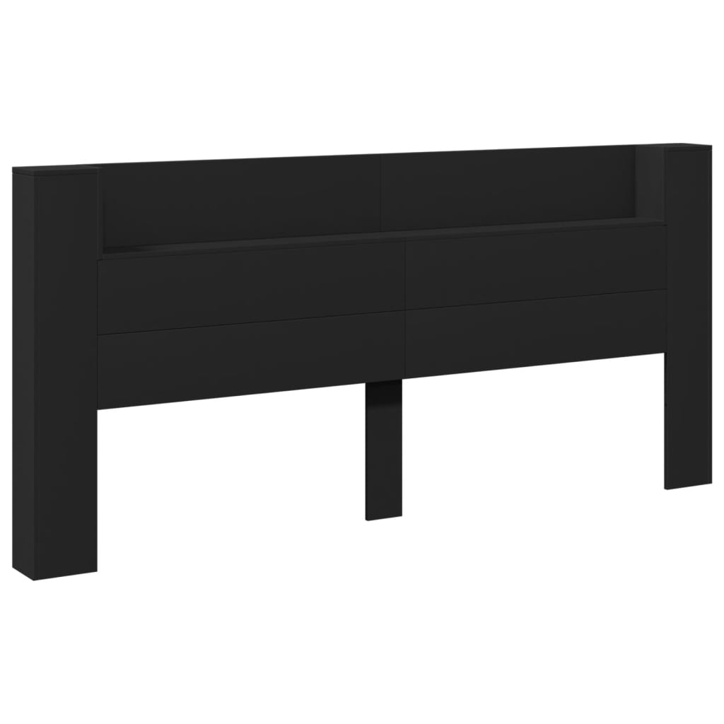 vidaXL Headboard Cabinet with LED Black 220x16.5x103.5 cm