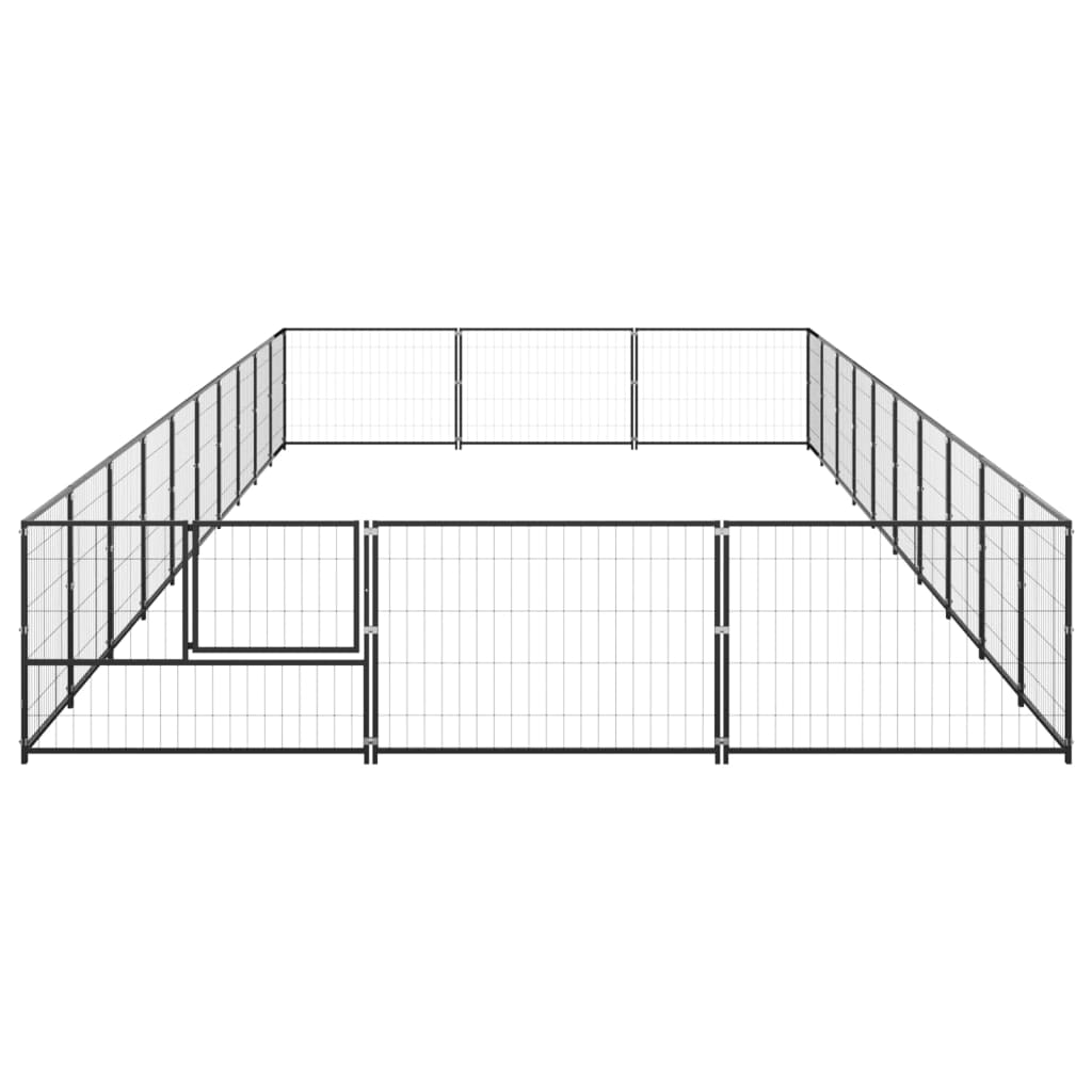 vidaXL Dog Kennel Black 30 m² Steel