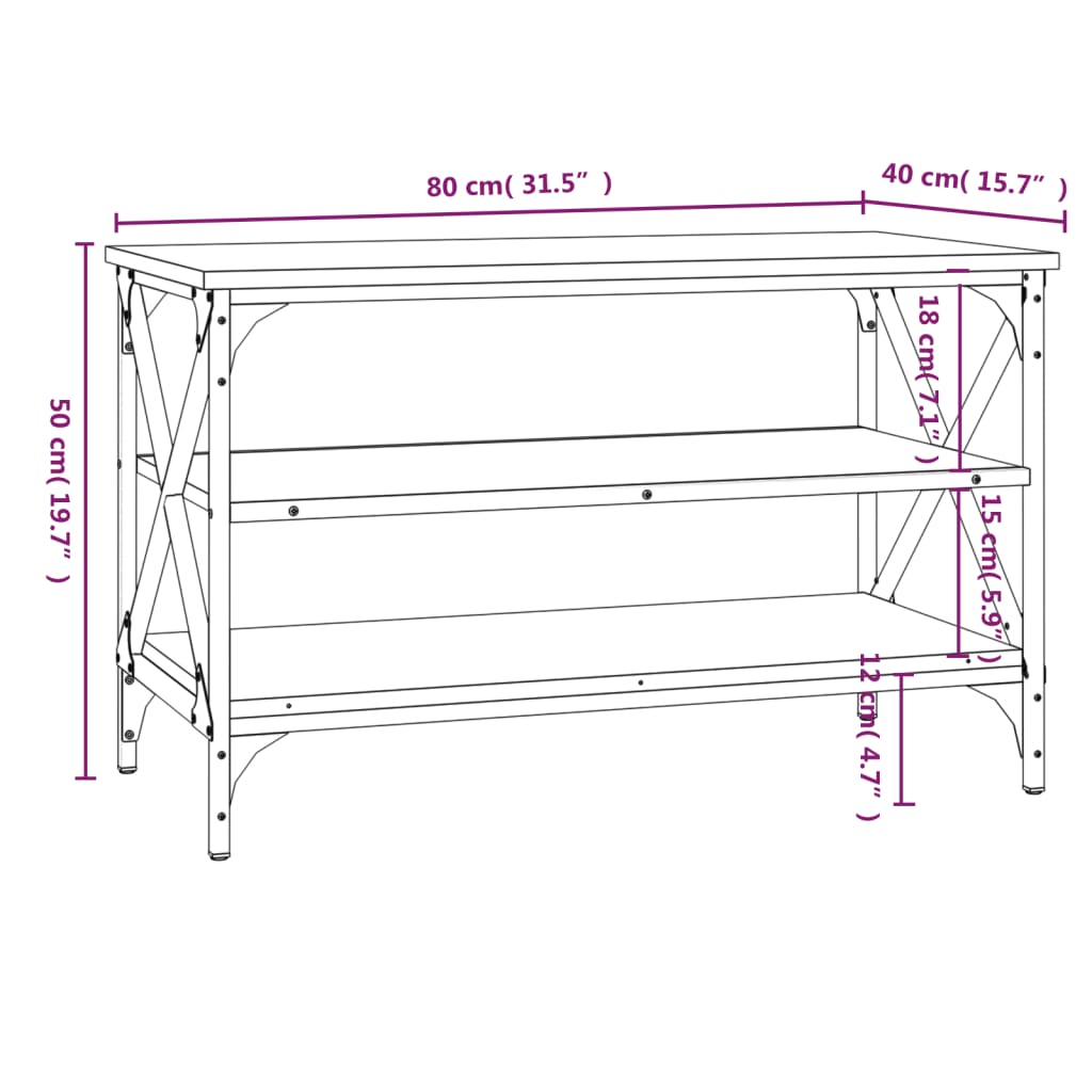 vidaXL TV Cabinet Smoked Oak 80x40x50 cm Engineered Wood