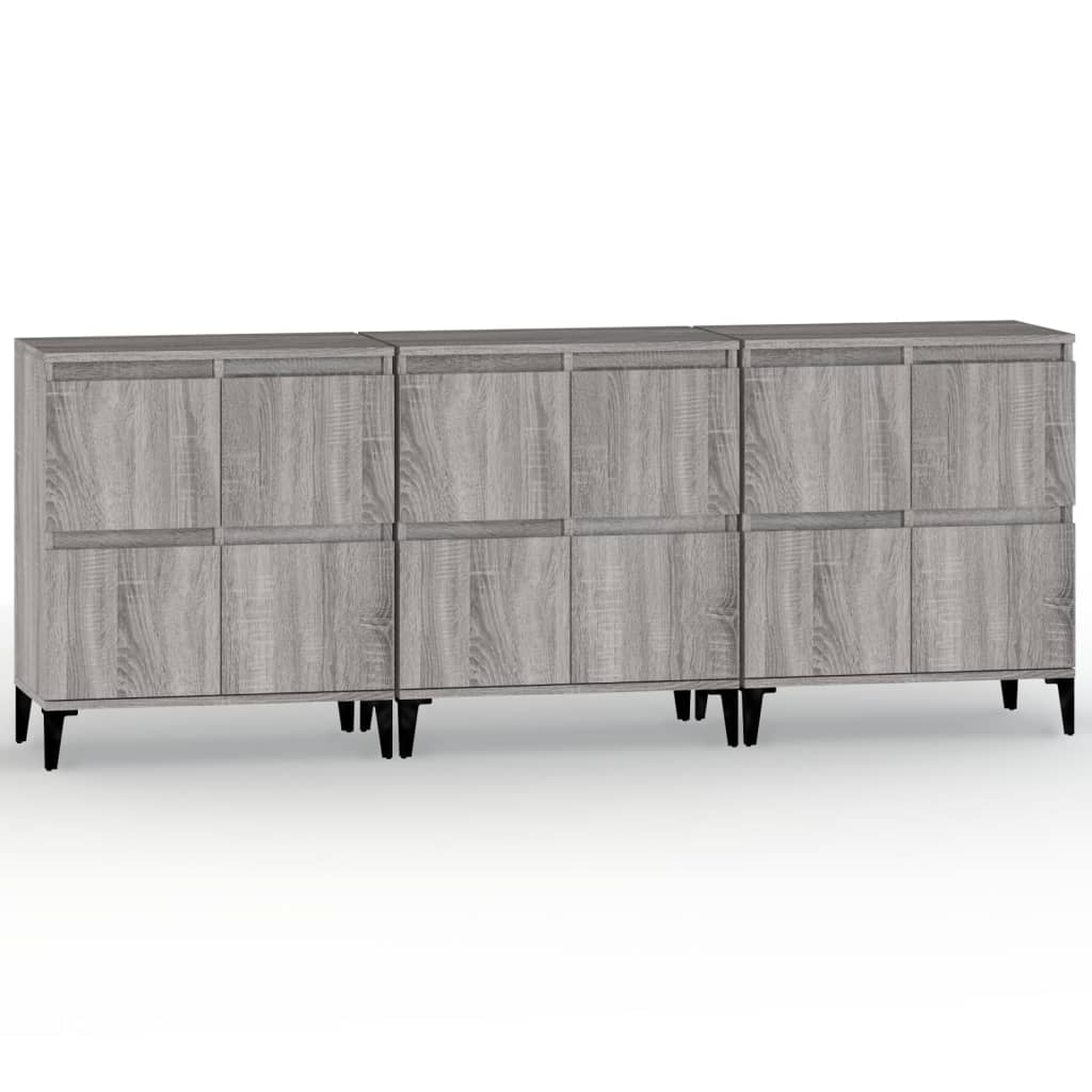 vidaXL Sideboards 3 pcs Grey Sonoma 60x35x70 cm Engineered Wood