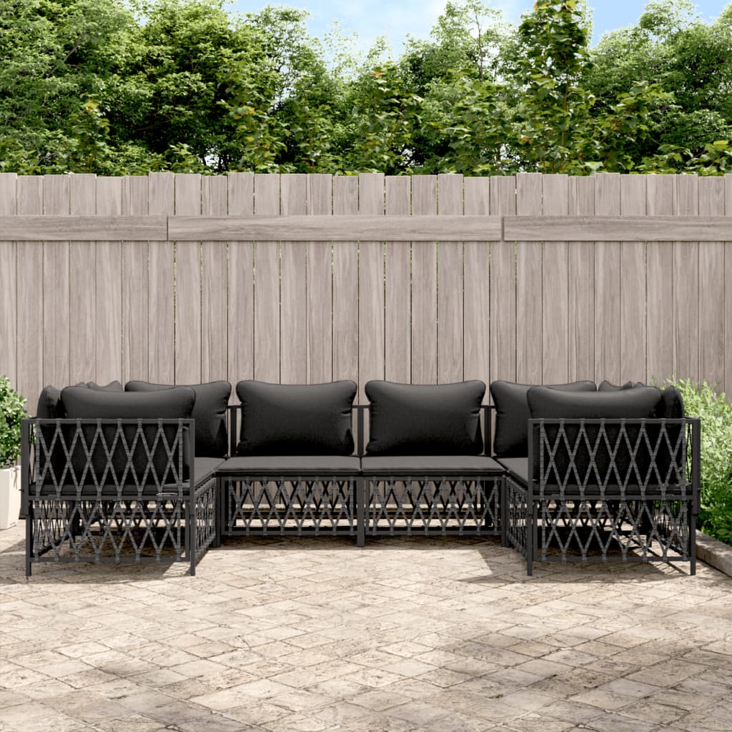 vidaXL 6 Piece Garden Lounge Set with Cushions Anthracite Steel