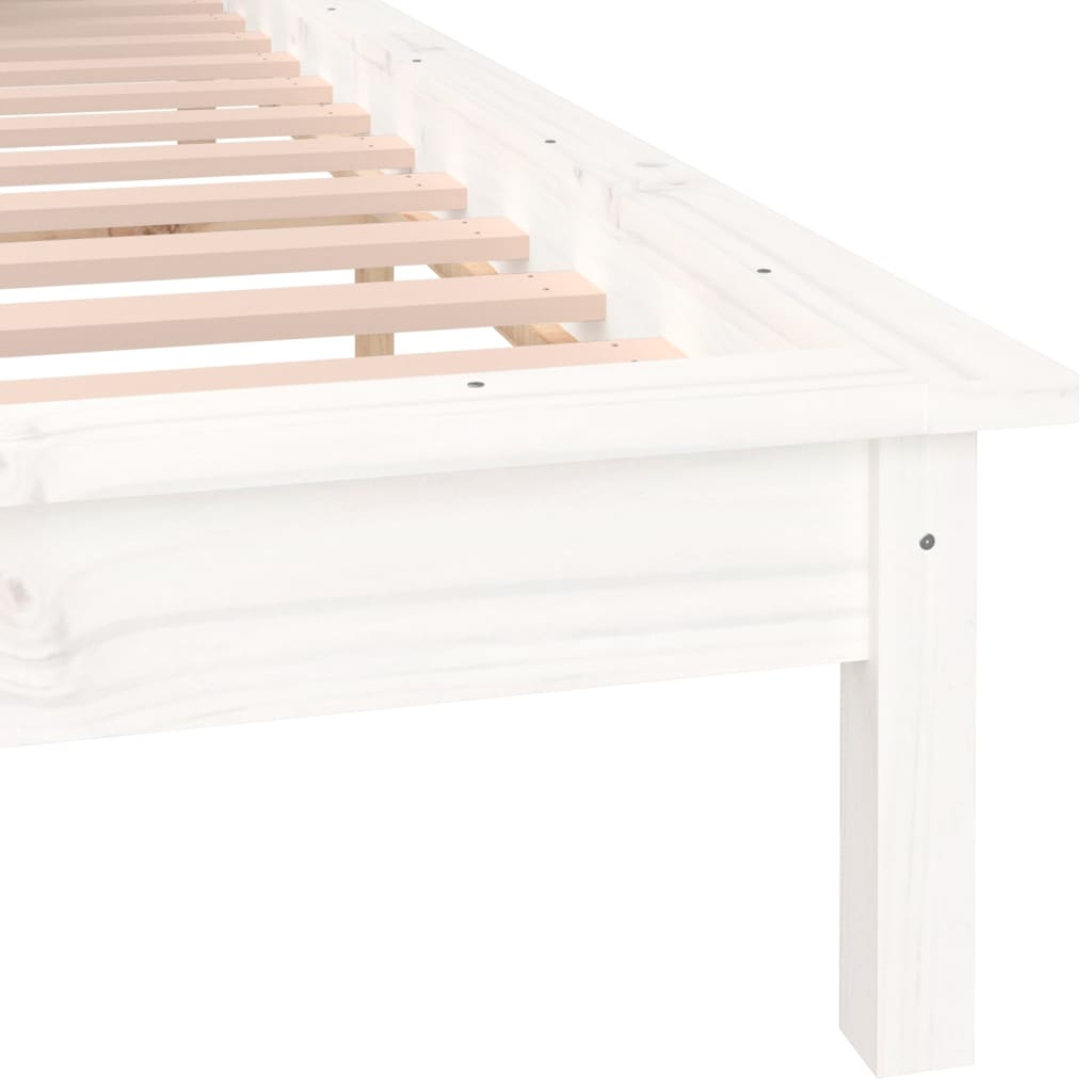 vidaXL LED Bed Frame without Mattress White 135x190 cm Double Solid Wood