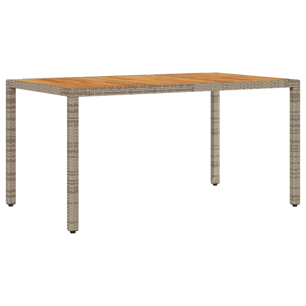 vidaXL Garden Table 150x90x75 cm Acacia Wood and Poly Rattan Grey