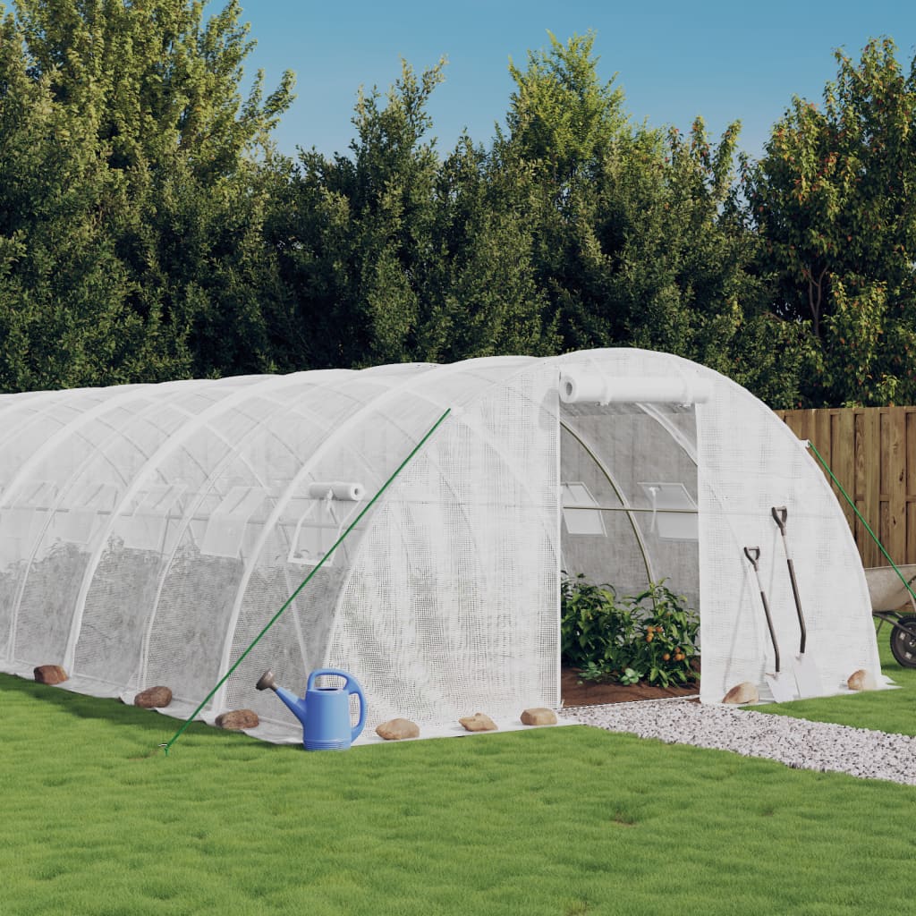 vidaXL Greenhouse with Steel Frame White 88 m² 22x4x2 m