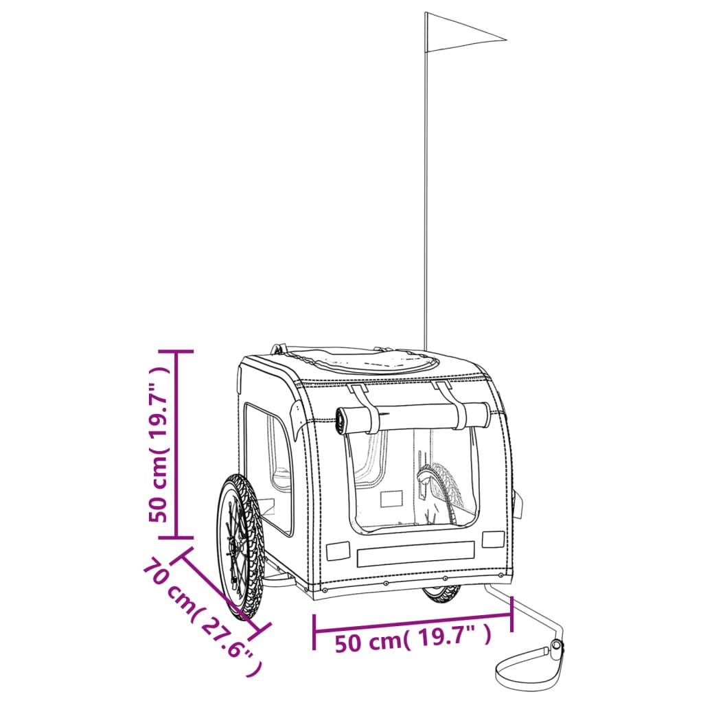 vidaXL Pet Bike Trailer Orange and Grey Oxford Fabric and Iron