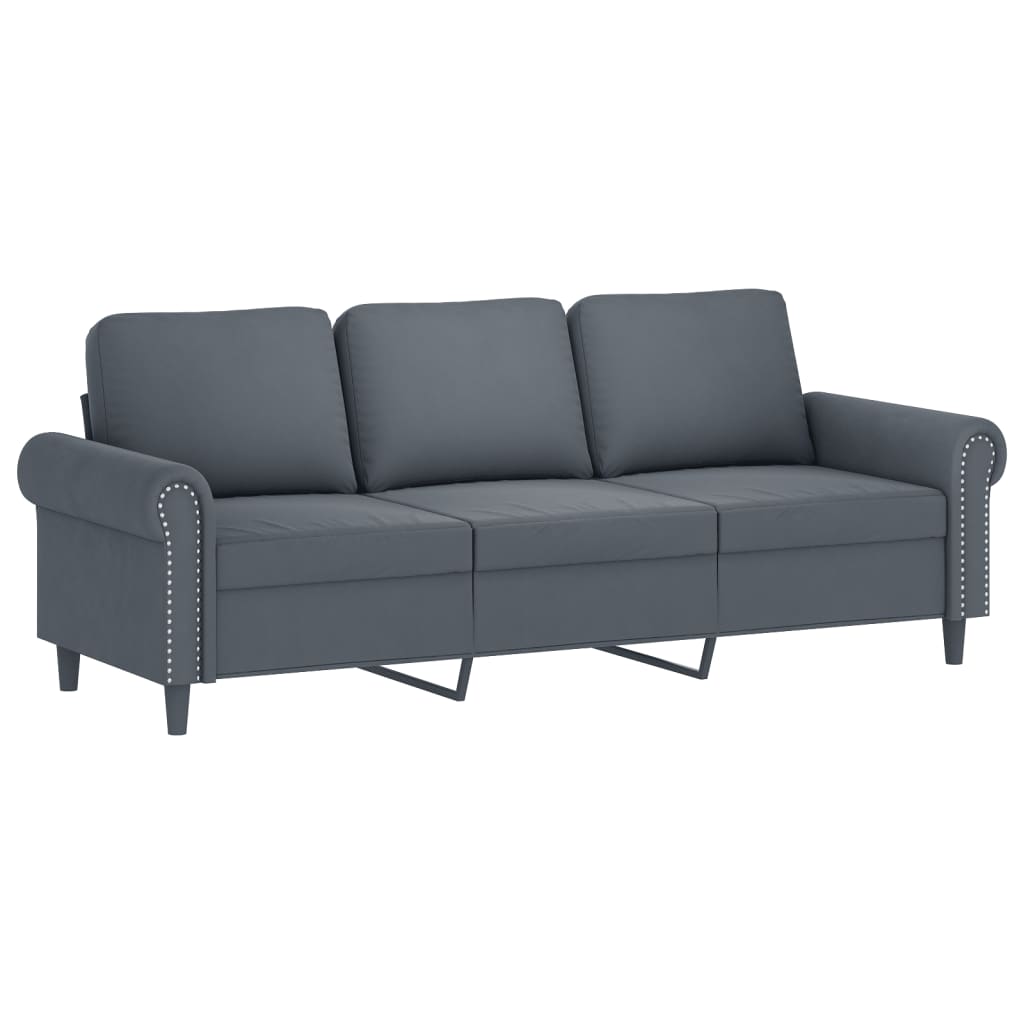 vidaXL 3-Seater Sofa Dark Grey 180 cm Velvet