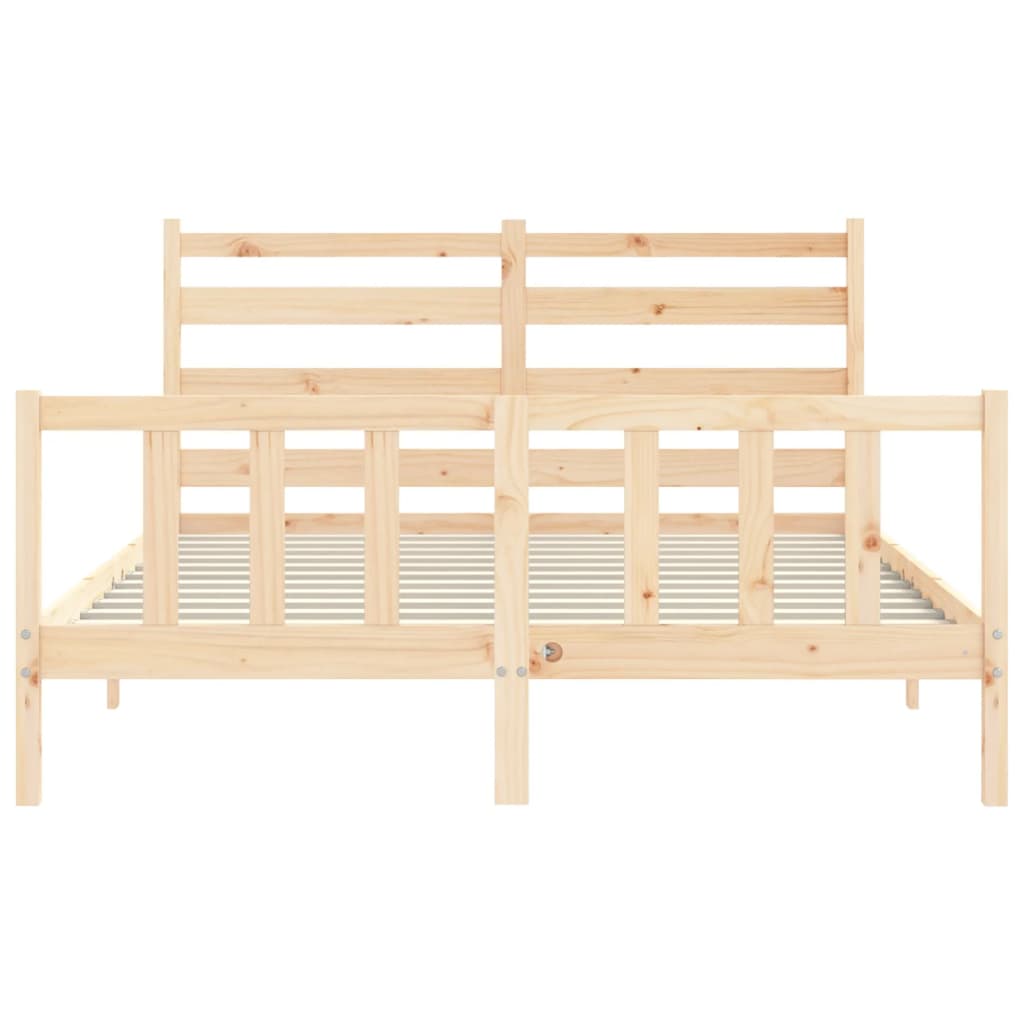 vidaXL Bed Frame with Headboard King Size Solid Wood