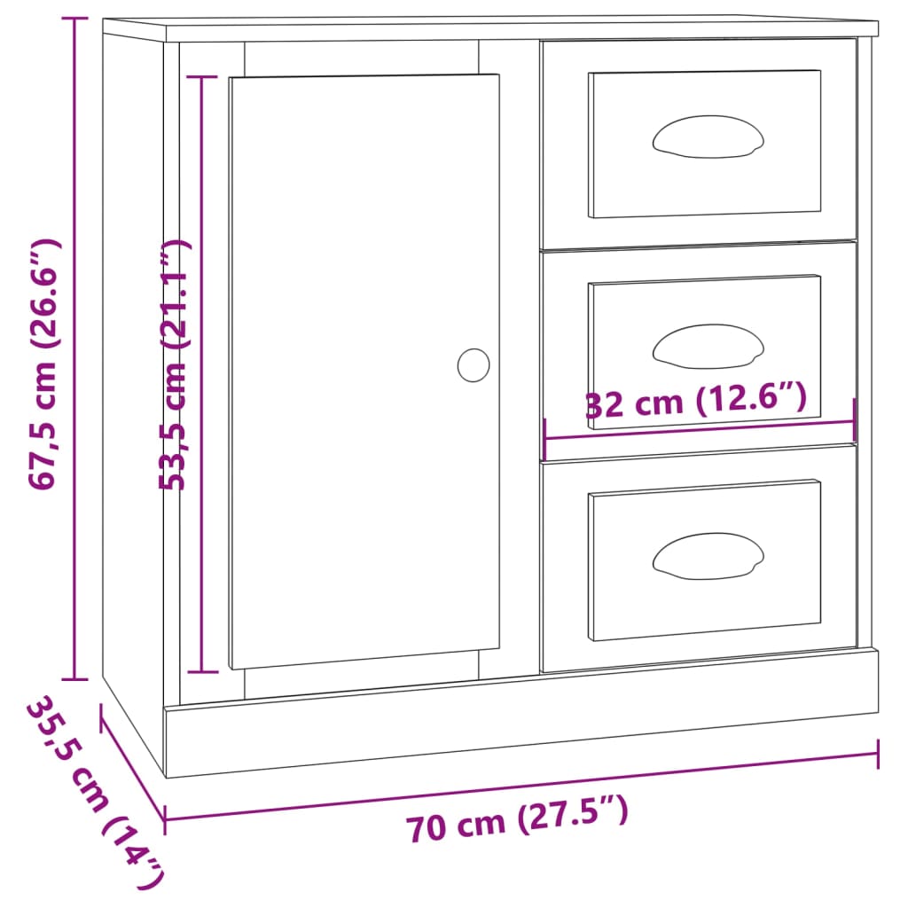 vidaXL Sideboards 3 pcs Concrete Grey Engineered Wood