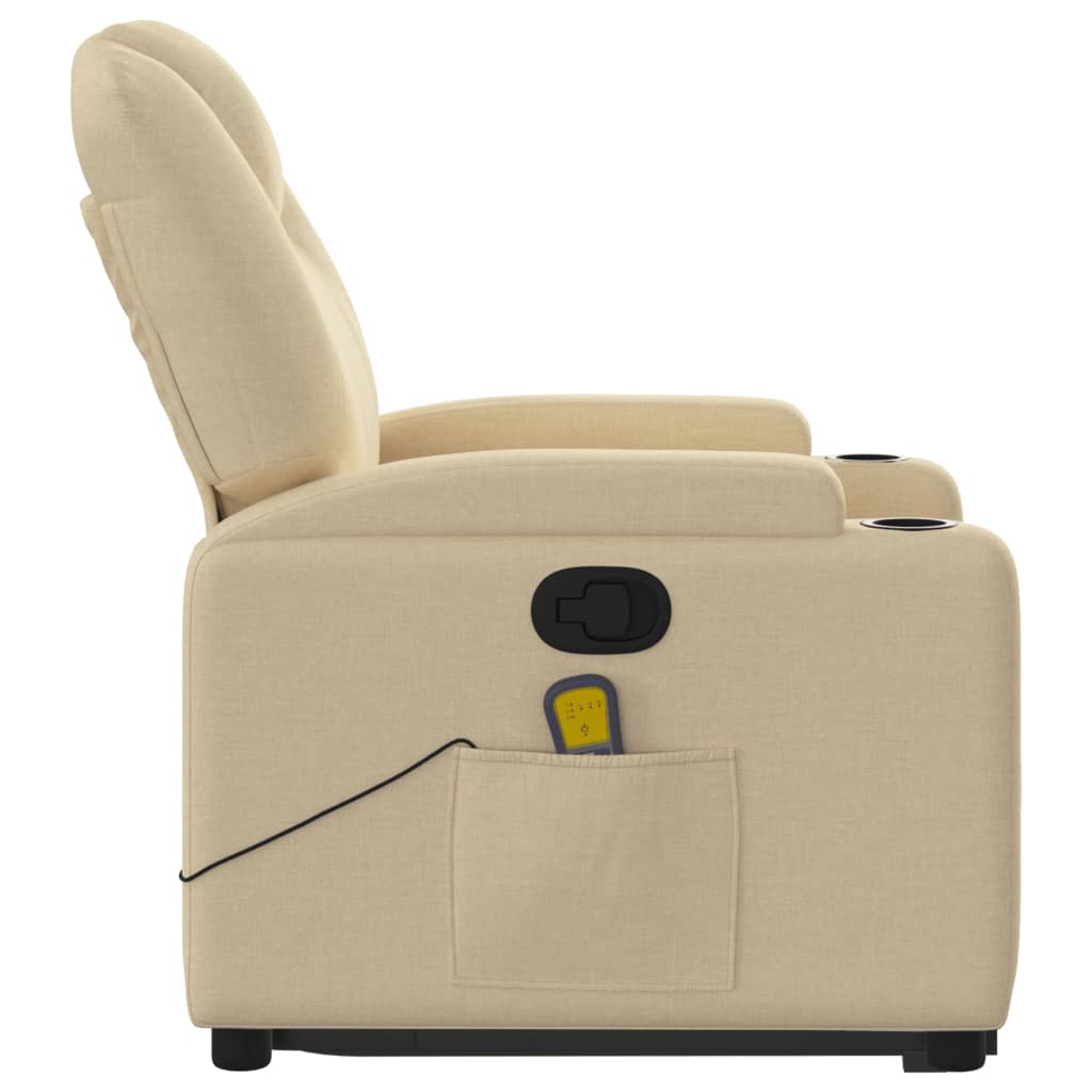 vidaXL Stand up Massage Recliner Chair Cream Fabric