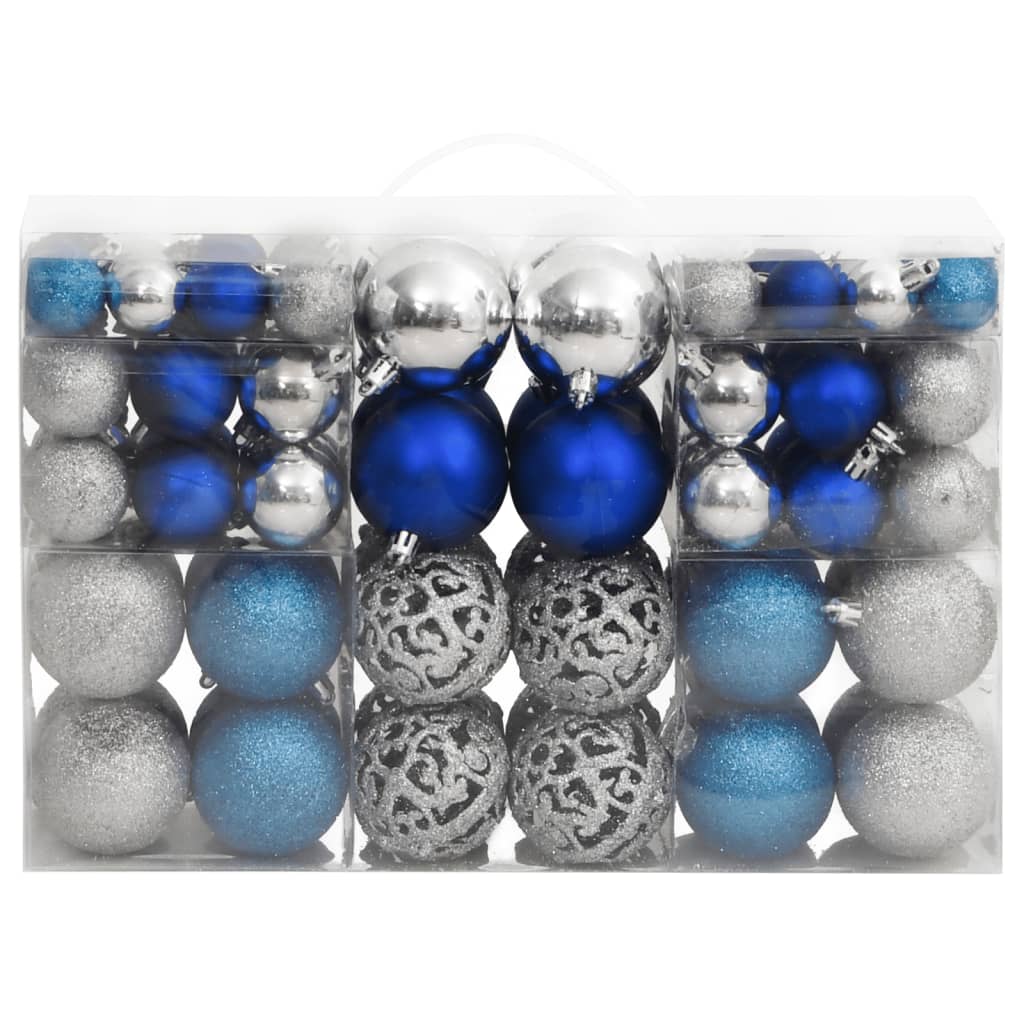 vidaXL Christmas Baubles 100 pcs Blue and Silver 3 / 4 / 6 cm