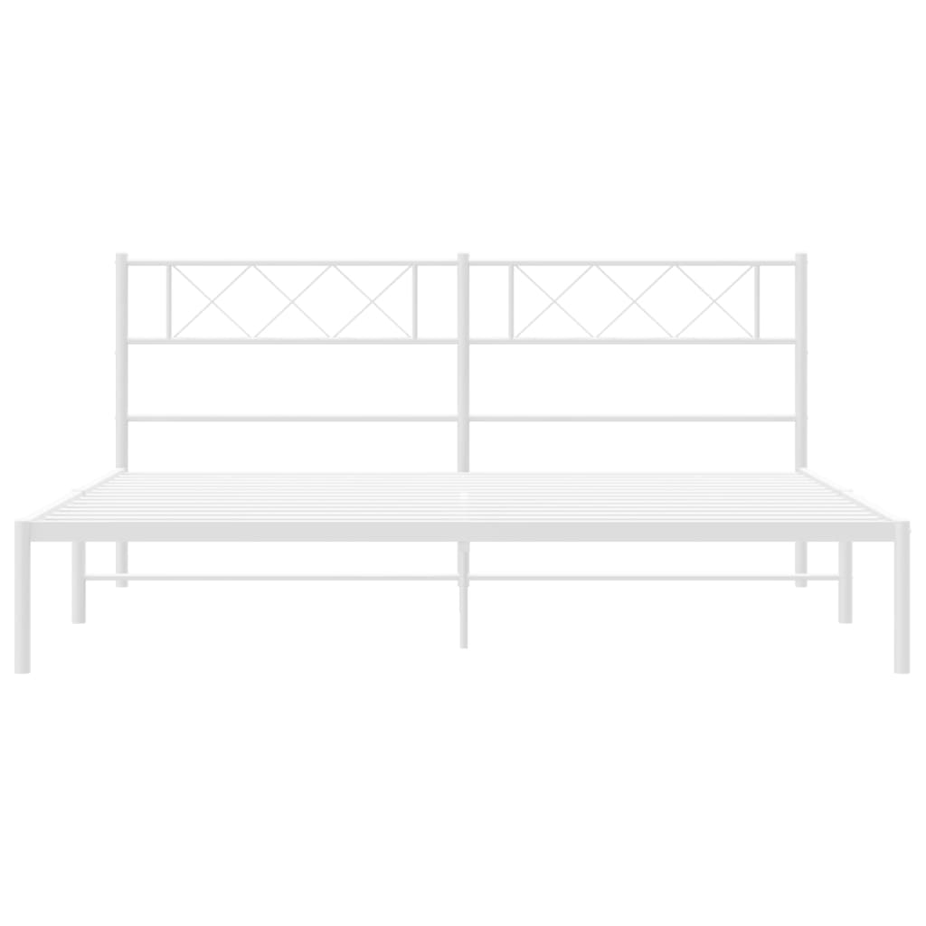 vidaXL Metal Bed Frame with Headboard White Super King Size