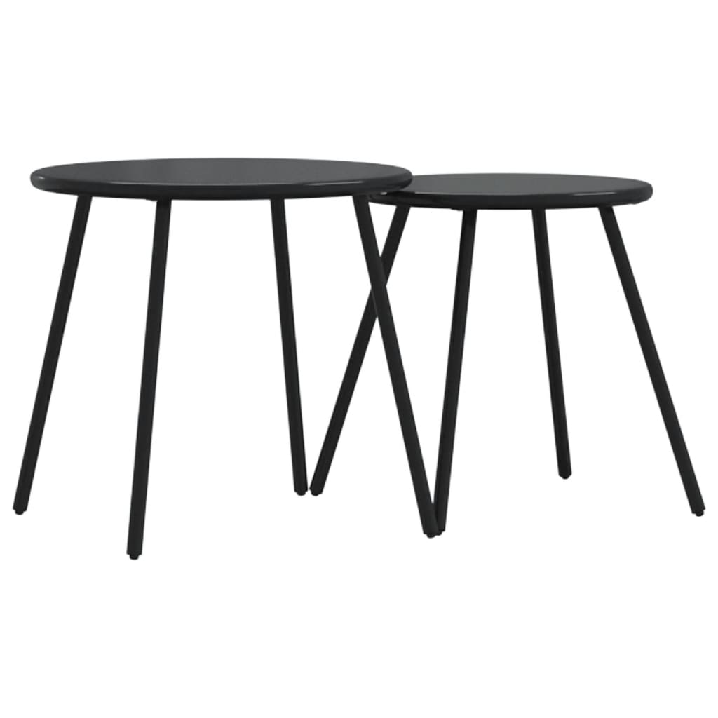 vidaXL Garden Coffee Tables 2 pcs Round Black Powder-coated Steel