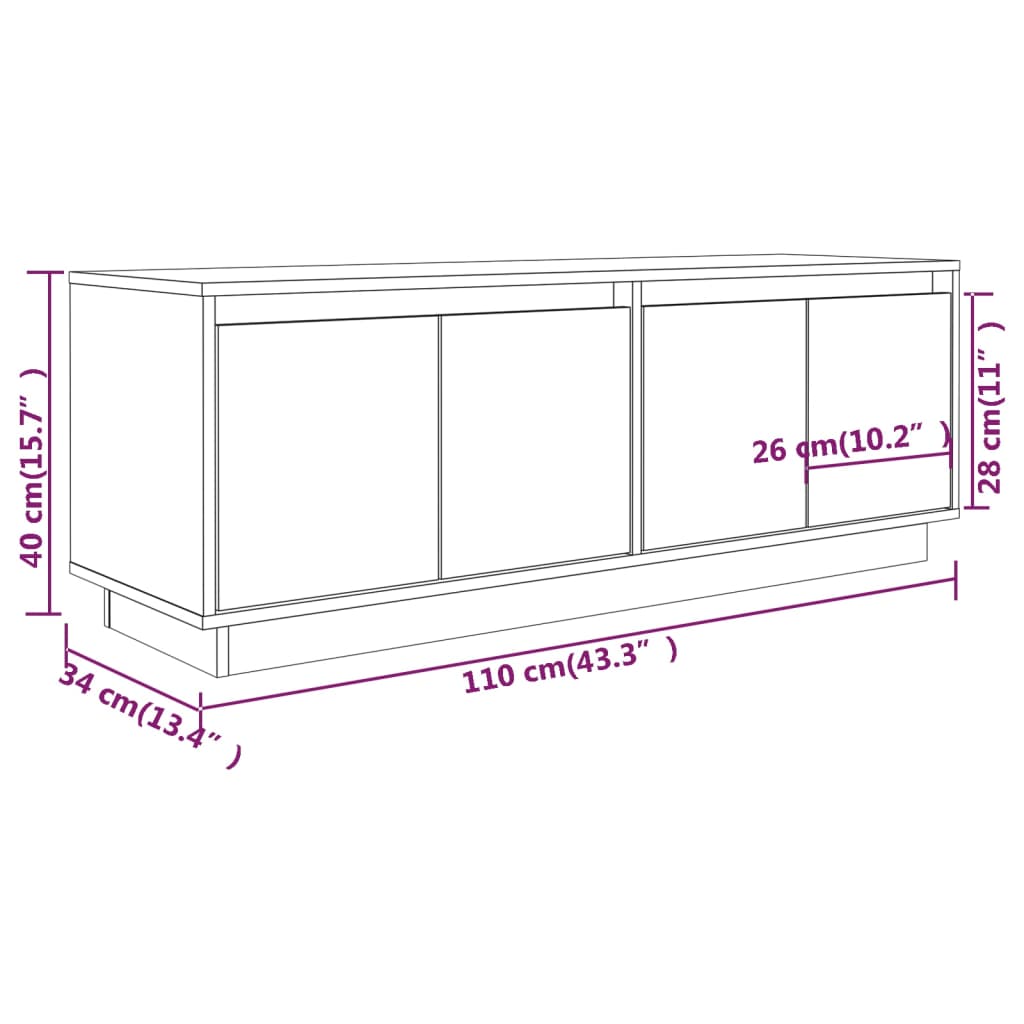 vidaXL TV Cabinet 110x34x40 cm Solid Wood Pine