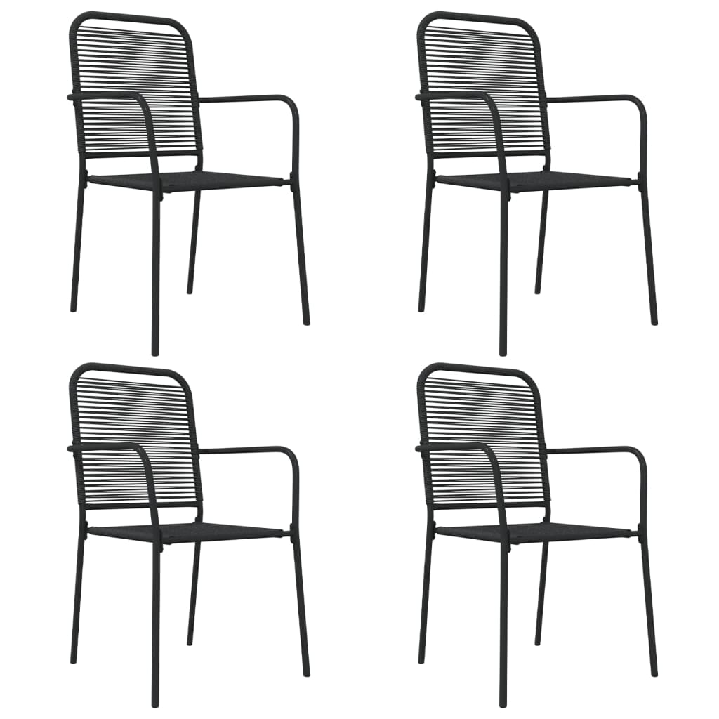 vidaXL 5 Piece Garden Dining Set Black Cotton Rope and Steel