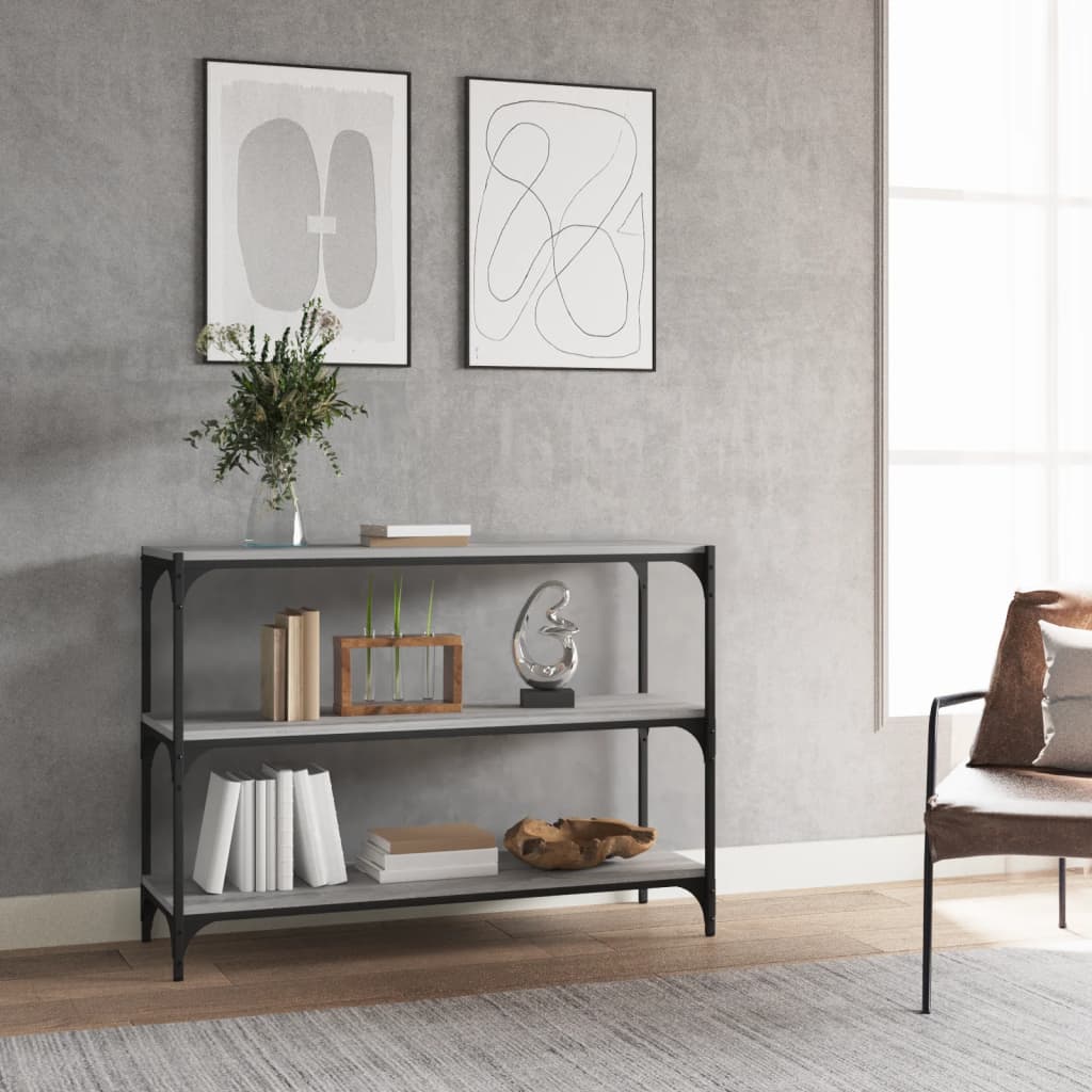 vidaXL Book Cabinet Grey Sonoma 100x33x70.5cm Engineered Wood and Steel