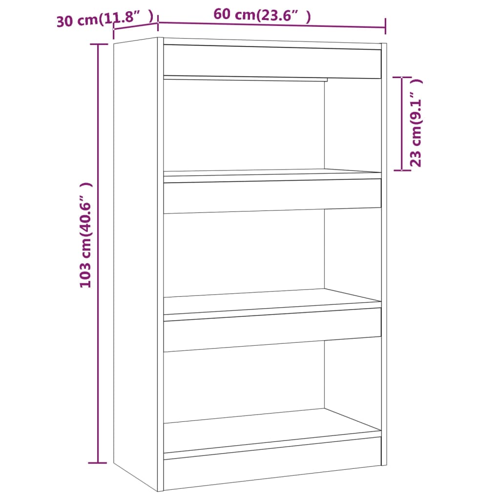 vidaXL Book Cabinet/Room Divider White 60x30x103 cm Engineered Wood