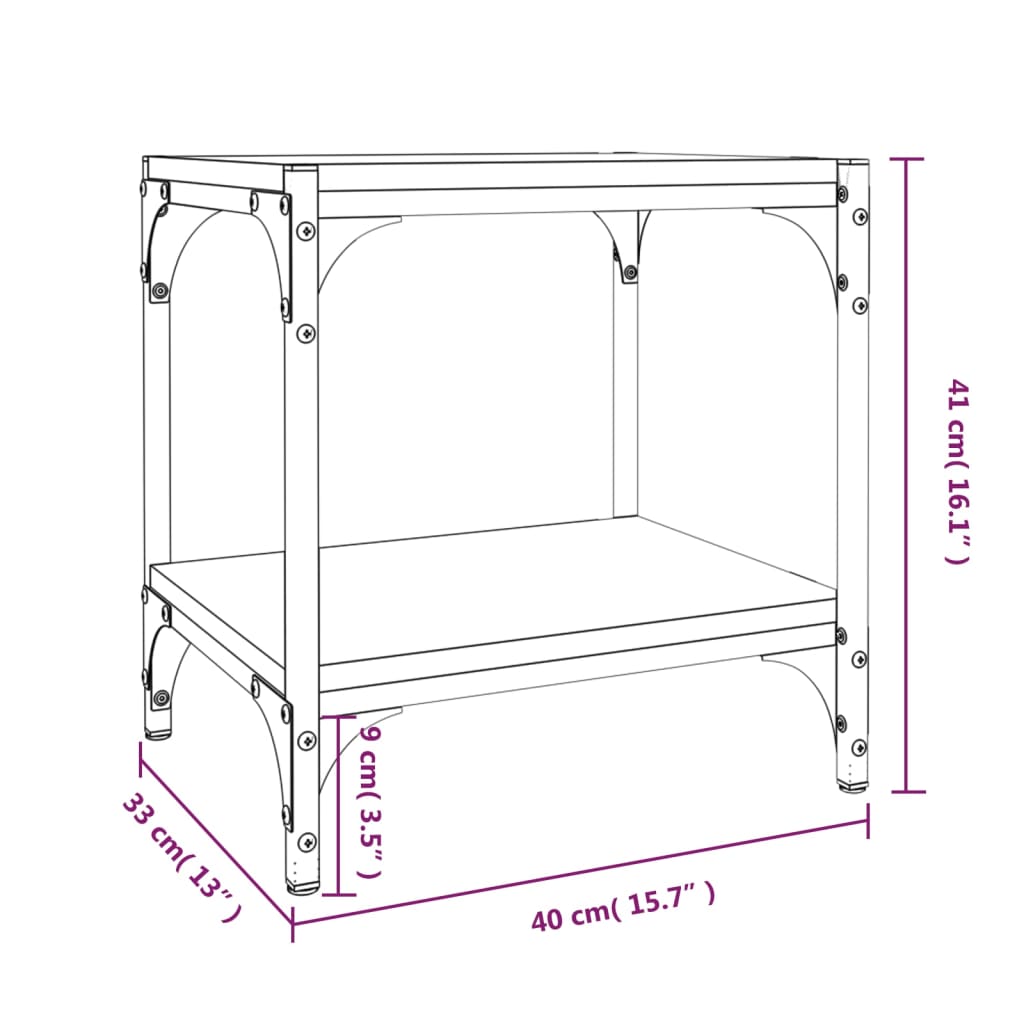 vidaXL TV Cabinet Smoked Oak 40x33x41 cm Engineered Wood and Steel