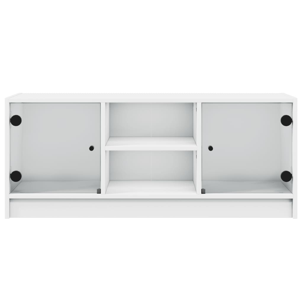 vidaXL TV Cabinet with Glass Doors White 102x37x42 cm