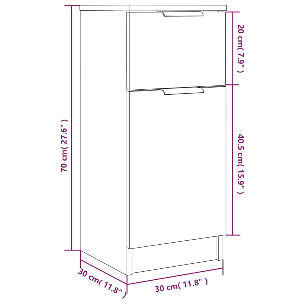 vidaXL Sideboards 2 pcs Concrete Grey 30x30x70 cm Engineered Wood