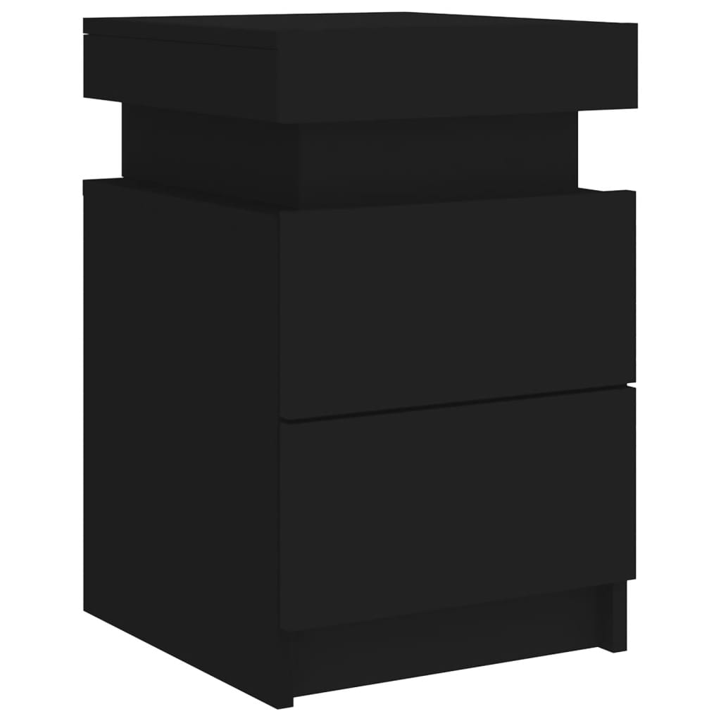 vidaXL Bedside Cabinet with LED Lights Black 35x39x55 cm