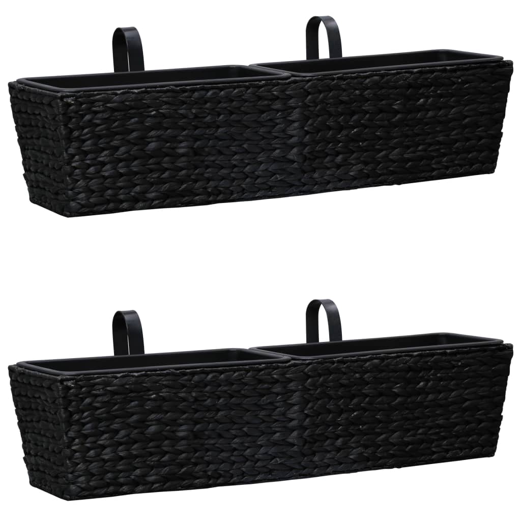 vidaXL Planters 2 pcs Water Hyacinth Black