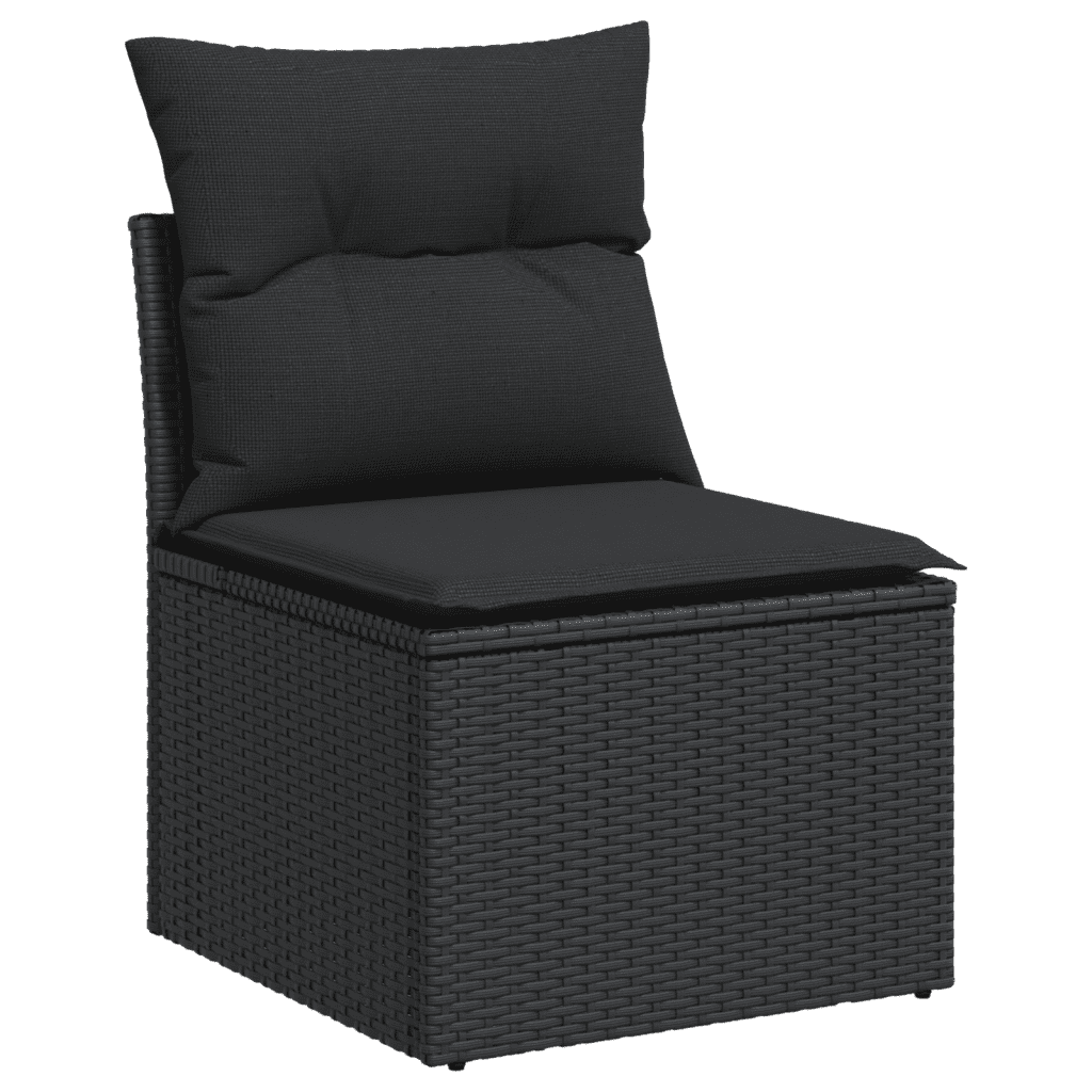 vidaXL 11 Piece Garden Sofa Set with Cushions Black Poly Rattan