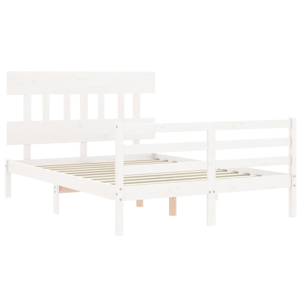 vidaXL Bed Frame without Mattress White Double Solid Wood