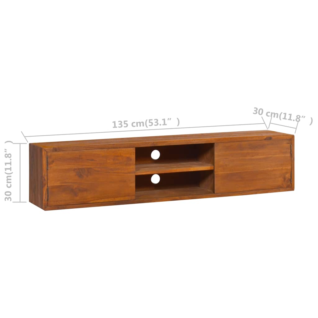 vidaXL Wall-mounted TV Cabinet 135x30x30 cm Solid Teak Wood